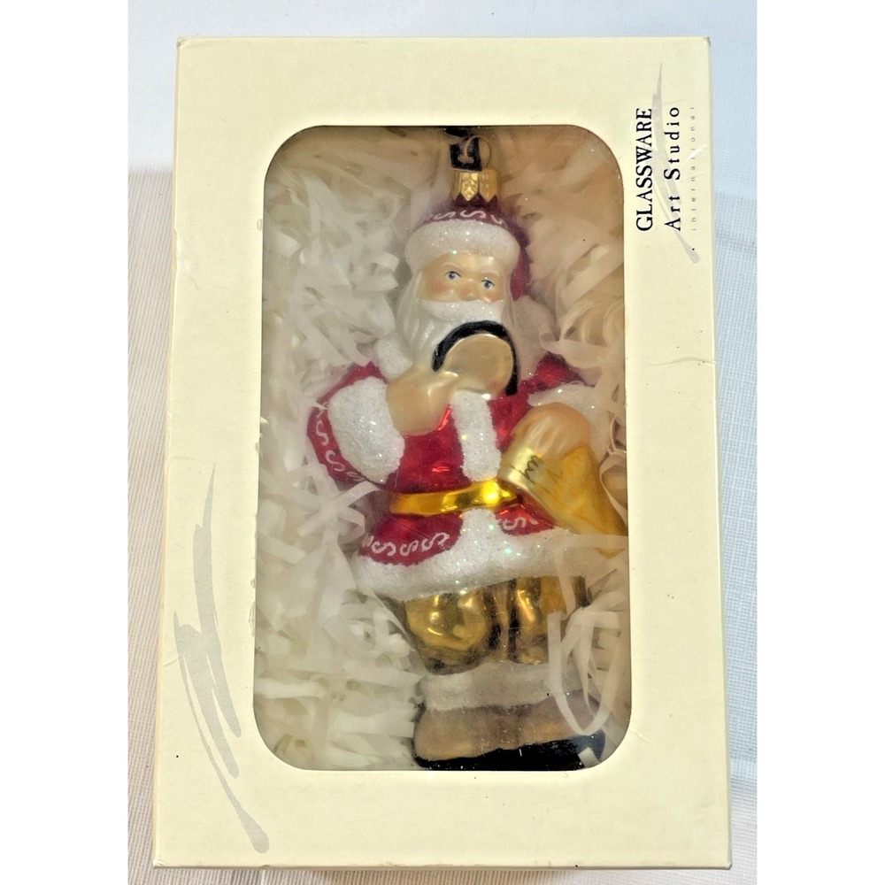 Blown Glass‎ Santa Christmas Ornament 6.5" - Glassware Art Studio